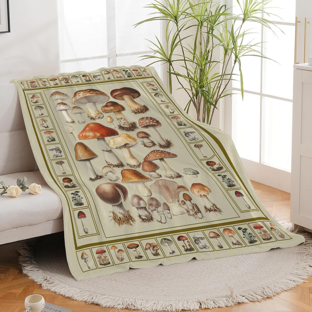 Mushroom Blanket Mushrooms Throw Blanket Flannel Stuff Merch Cozy Decor Fleece Plush Fuzzy Warm Soft Lightweight Bedding Gifts for Lover Girls Women Men Boy Couch Sofa 50"X40"