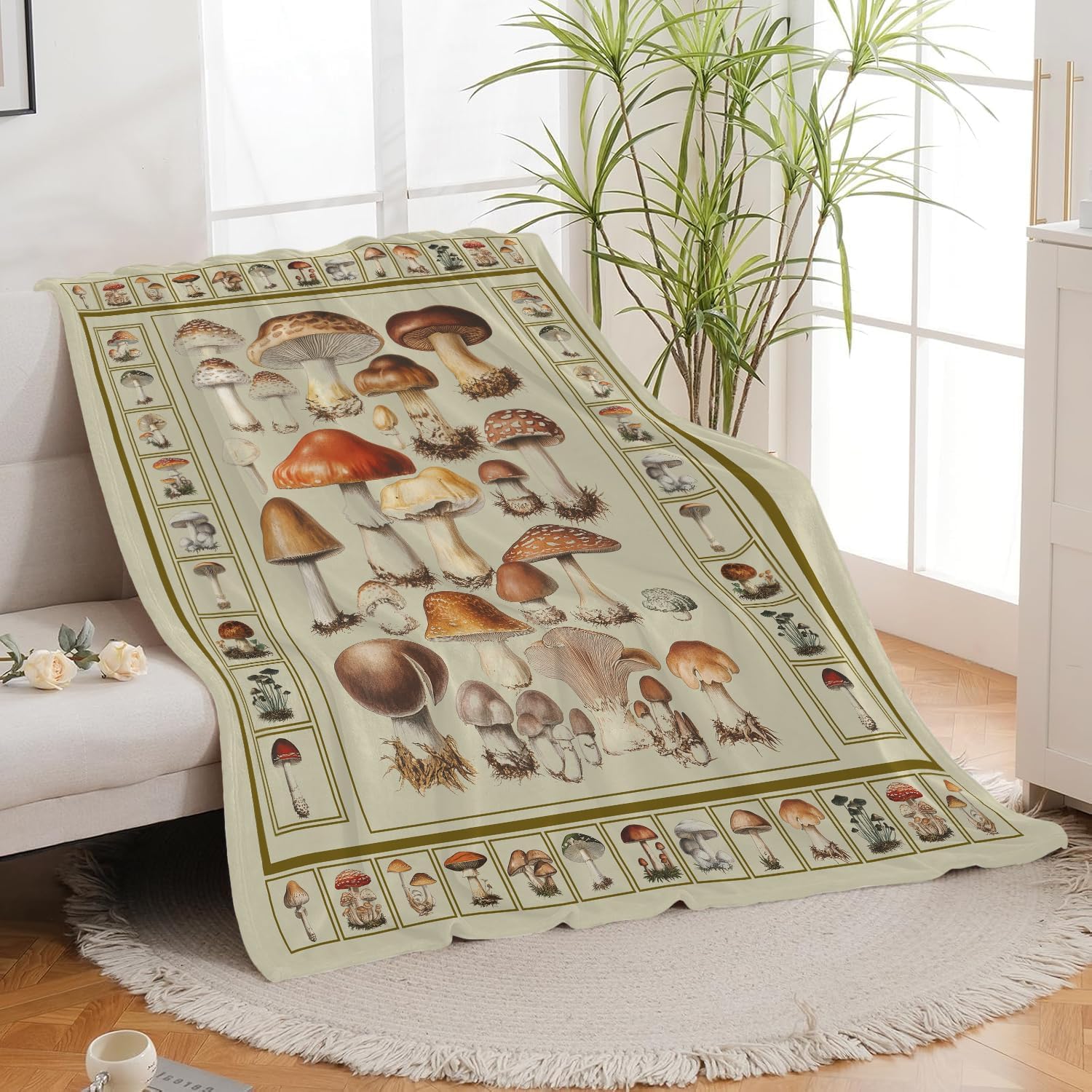 Mushroom Blanket Mushrooms Throw Blanket Flannel Stuff Merch Cozy Decor Fleece Plush Fuzzy Warm Soft Lightweight Bedding Gifts for Lover Girls Women Men Boy Couch Sofa 50"X40"