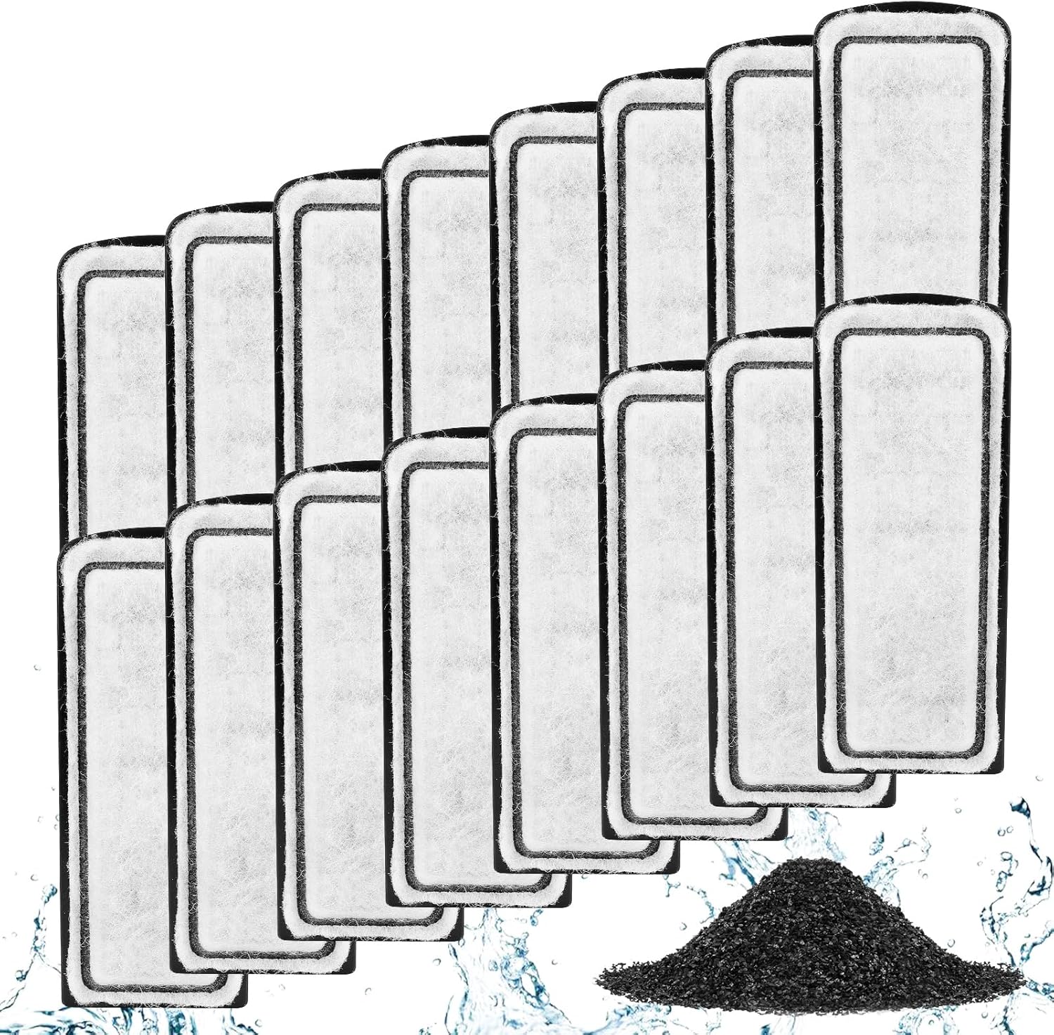 AQQA 16 Packs Aquarium Filter Cartridges with Activated Carbon - Remplacement Fish Tank Filters Cotton