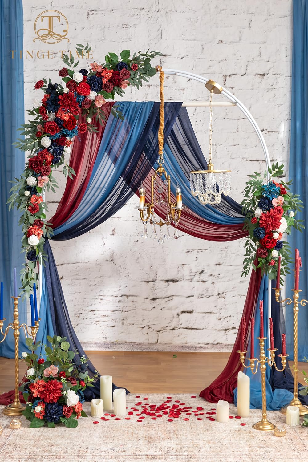 TINGE TIME Artificial Arch Flowers Kit Pack of 5, Wedding Decorations for Reception with Hanging Flowers, Wedding Arch Silk Floral Arrangements Ceremony Backdrop Bridal Shower Outdoor Party Decor