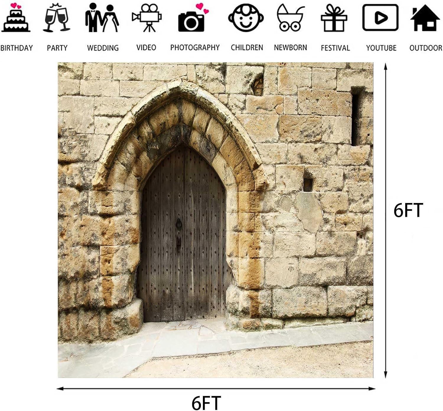 Stone Wall Backdrop Ancient Jerusalem Buildings Backdrops, 6x6ft, Old City Jerusalem Israel Cityscape Photography Background Party Supplies Room Decor Banner Photo Booth Props BJOKPR0618