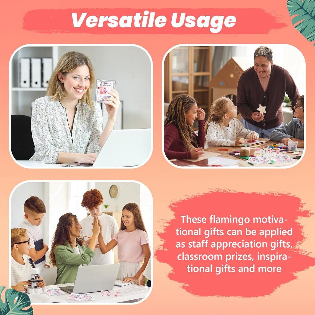 Gejoy 75 Pcs Positive Flamingo Appreciation Gifts Set Include 25 Mini Rubber Flamingo 25 Motivational Card 25 Package Bag Emotional Inspirational Gifts for Employee Coworker Staff Teacher Team Friends