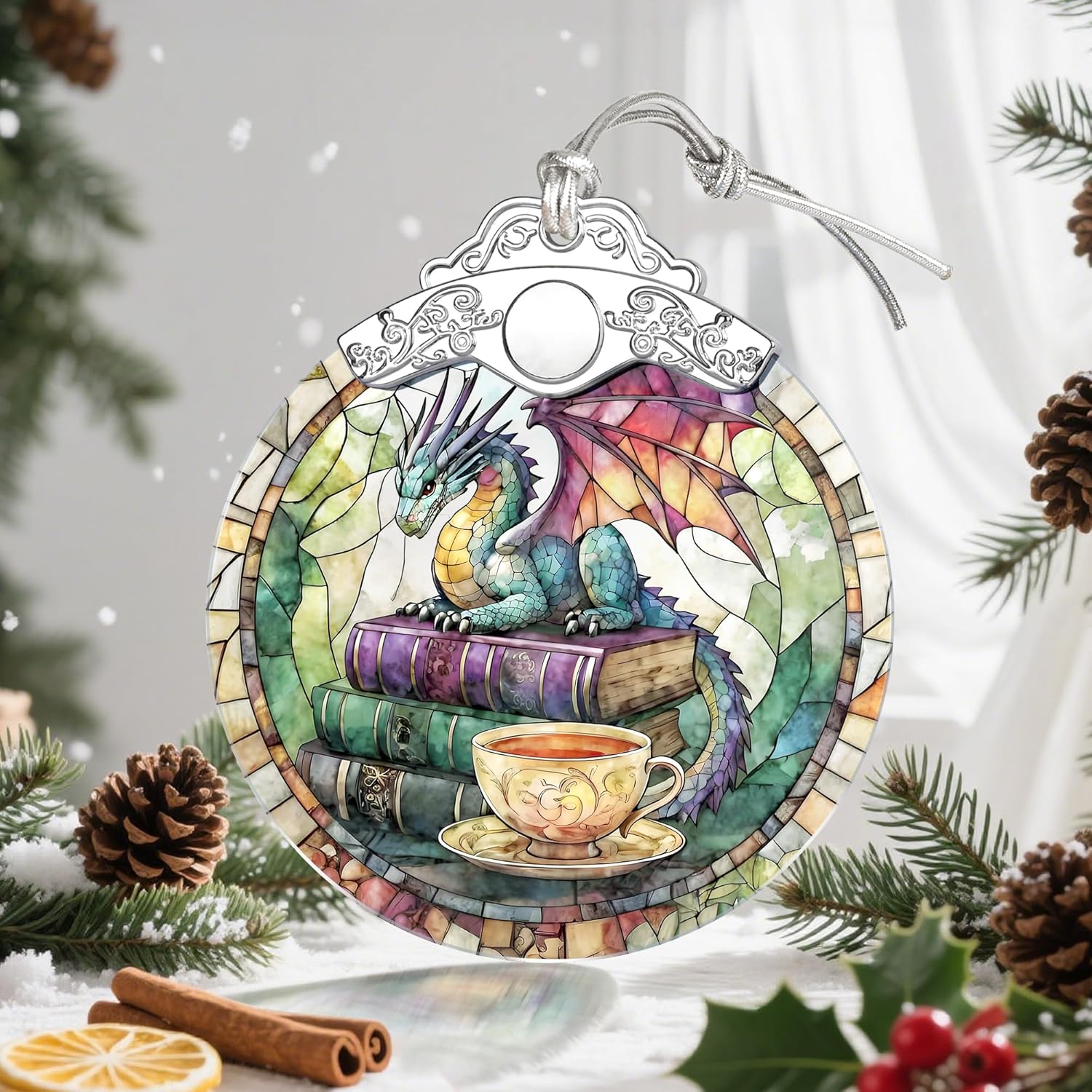 Christmas Ornaments, Christmas Decorations for Tree, Keepsake Ornaments, Holiday Ornament, Holiday & Xmas Gifts, Gifts for Dragon Lovers, Fantasy Lovers & Bookworms - Dragon-Theme