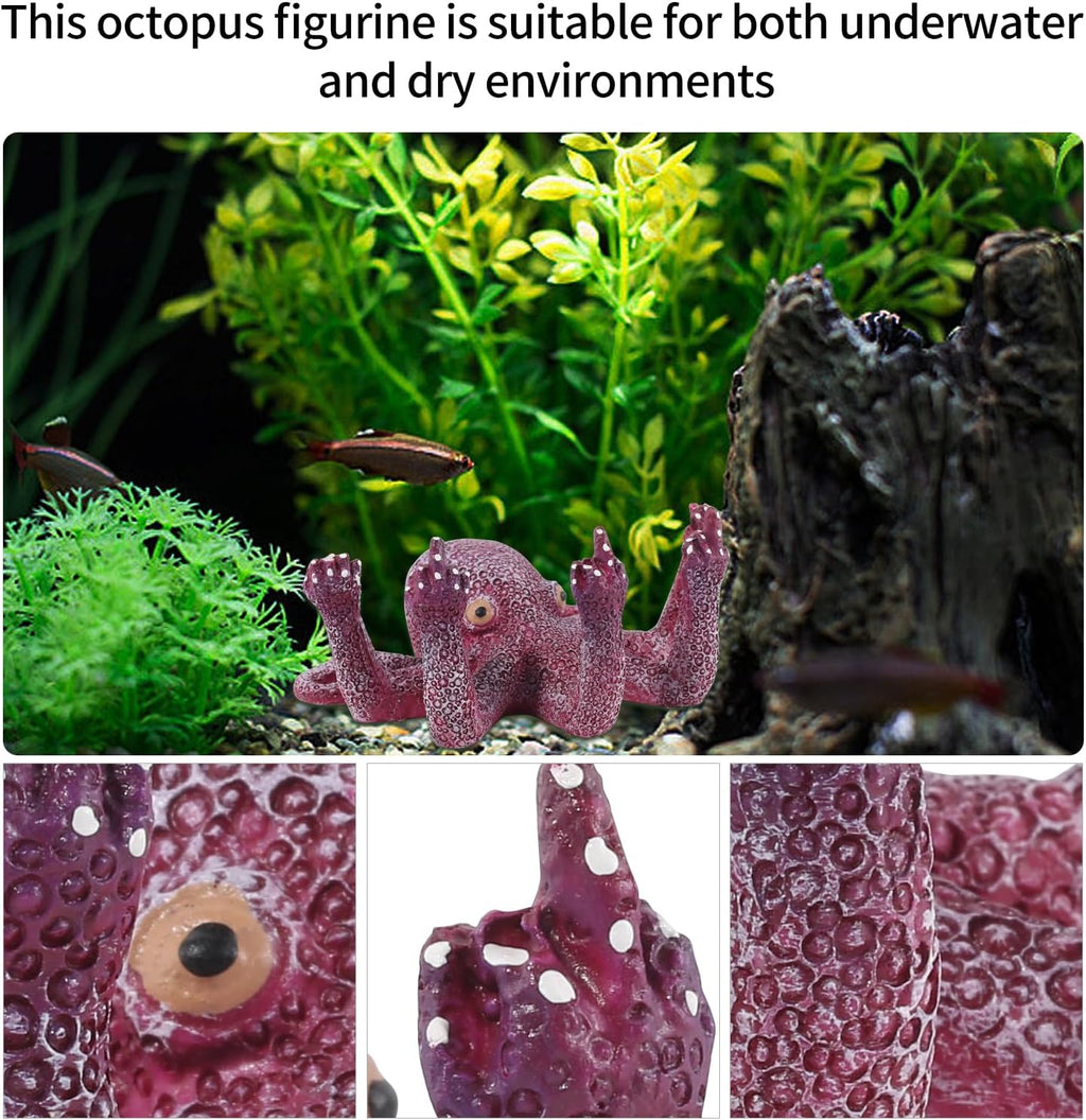 Octopus Aquarium Ornaments Decoration, Purple Artificial Sea Life, Glowing Fingers Enhance Visual Appeal, Suitable for Various Fish Tanks