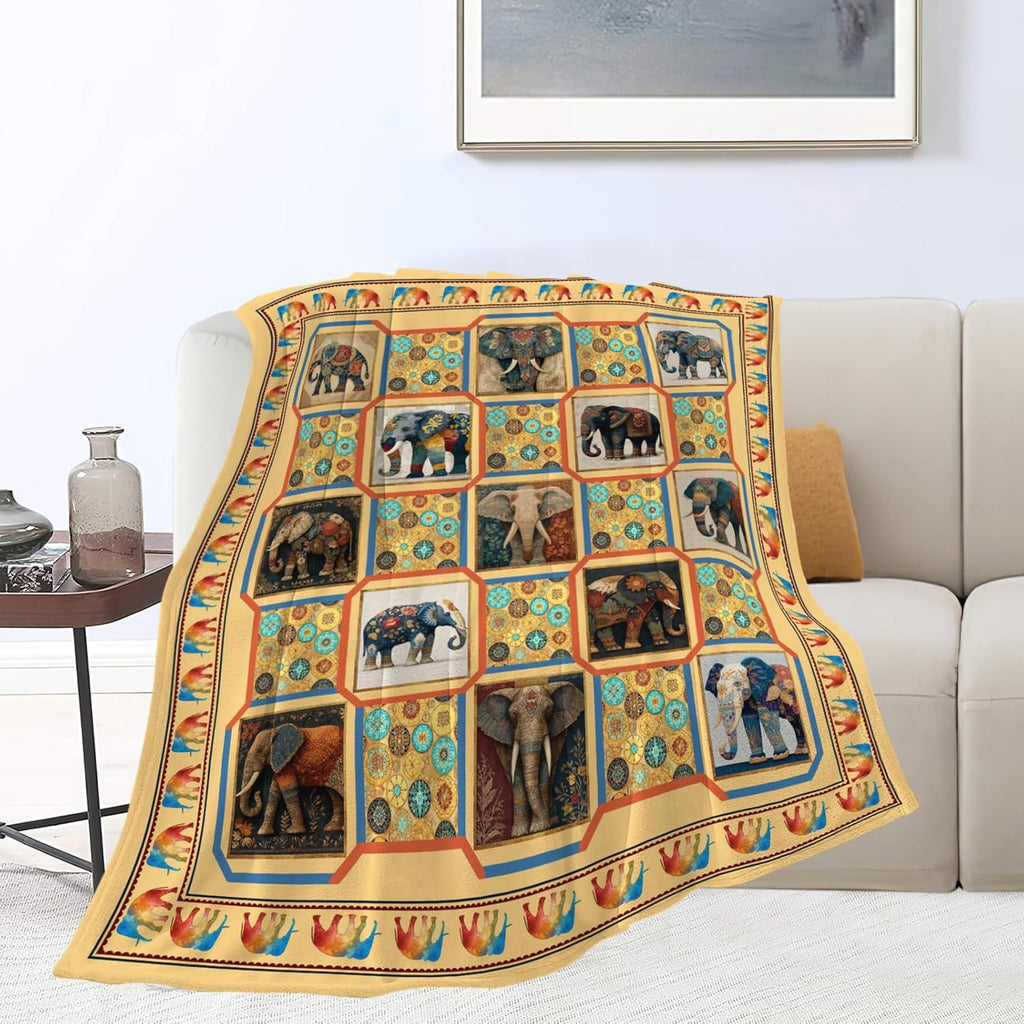 Elephant Throw Blanket Elephant Stuff Gifts for Kids Girls Boys Adults Women Men Soft Cozy Warm Plush Fluffy Fuzzy Fleece Blanket Decor 60''X80''