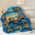 Otter Throw Blanket Otter Stuff Gifts for Kids Girls Boys Adults Women Men Soft Cozy Warm Plush Fluffy Fuzzy Fleece Blanket Decor 50''X60''