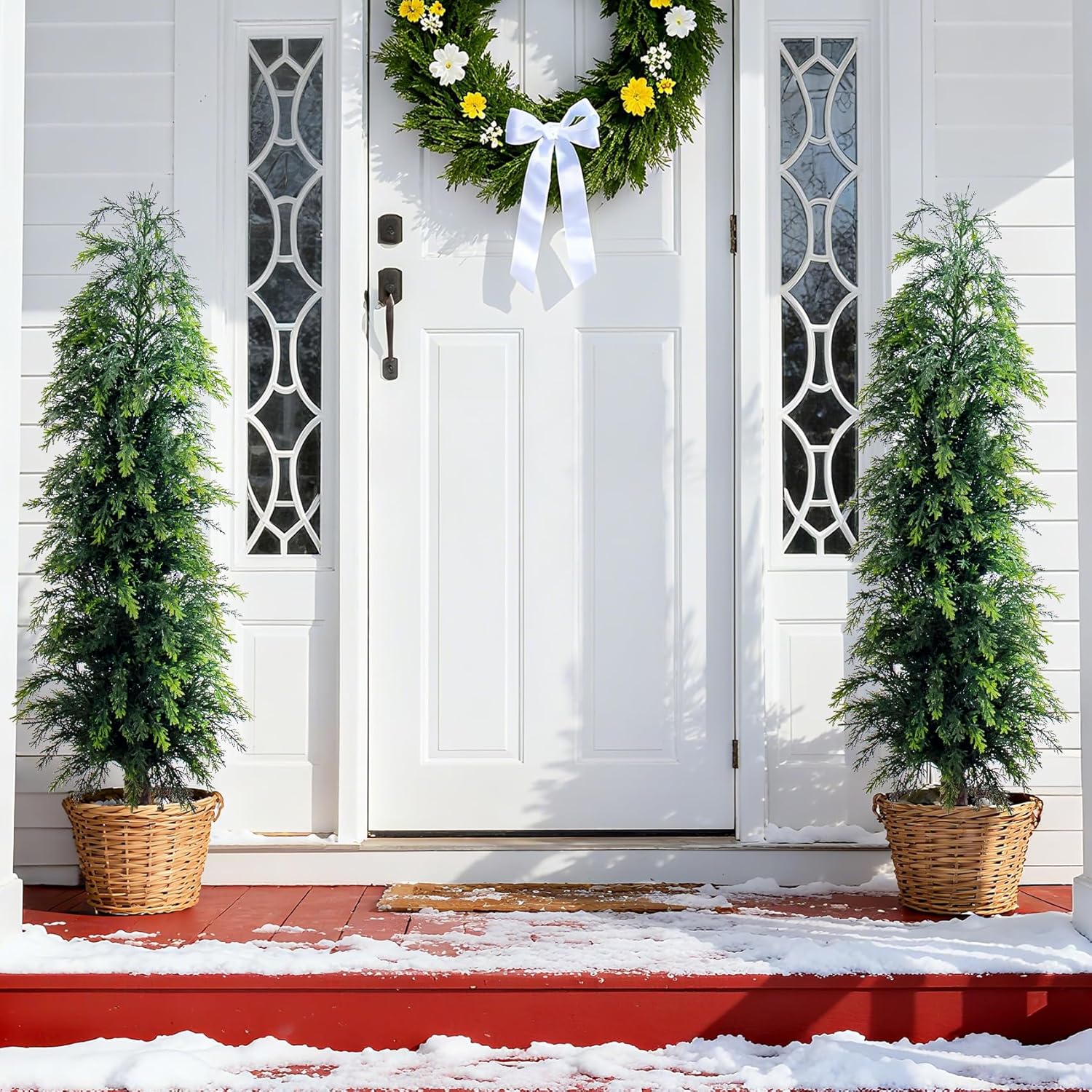 2PCS 4ft Artificial Norfolk Pine Tree Artificial Christmas Tree Premium Pine Xmas Tree Branch Tip Easy Setup, Artificial Pencil Realistic Pine Needles Realistic Holiday Party Decor