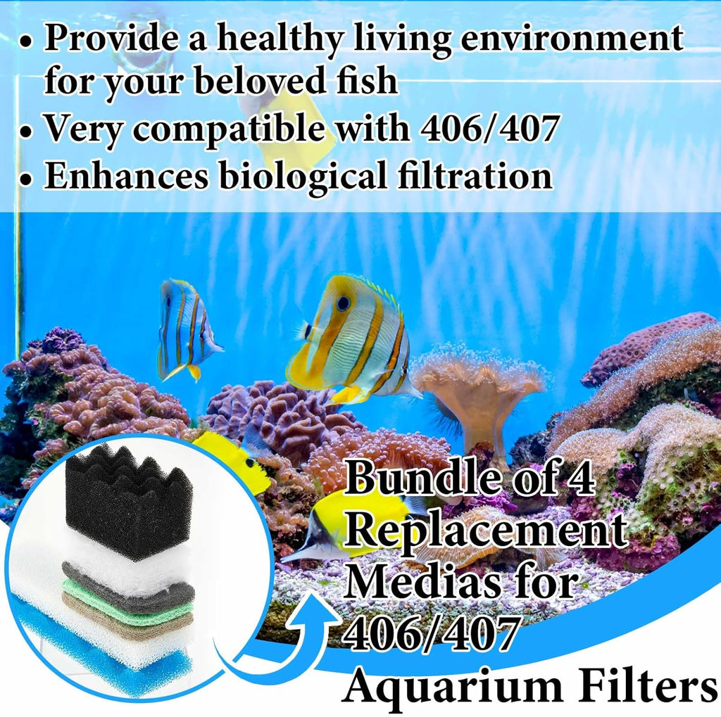68 Pcs Canister Filter Media Kit Compatible with Fluval 406/407 Filter Media, Including Mesh Bags, 2 Packs of Ceramic Rings (500g Each), Quick Clear Foam, Nitrite/Phosphate/Ammonia Remover