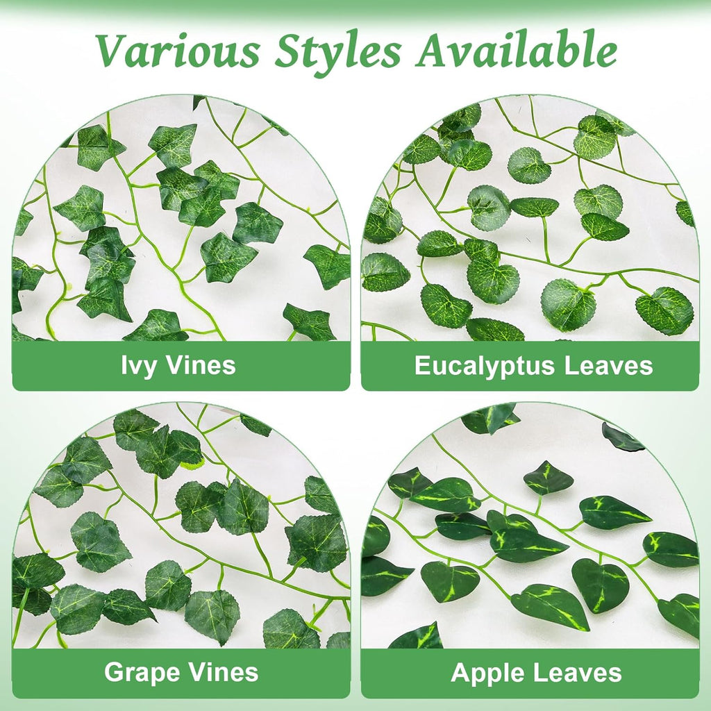 Folmywy 2 Pack Artificial Hanging Plants Vines with Pot Fake Greenery Potted Plant Realistic Ivy Vine Leaves Decoration for Wall Home Windowsill Shelf Living Room Indoor Outdoor Decor