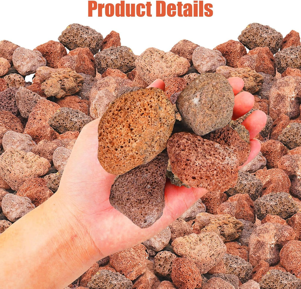 10 Pounds Red Lava Rocks for Fire Pits, Fireplaces, for Gas Log Sets, Gas Grills,Suitable for Both Indoor and Outdoor Applications (2.75"-5")