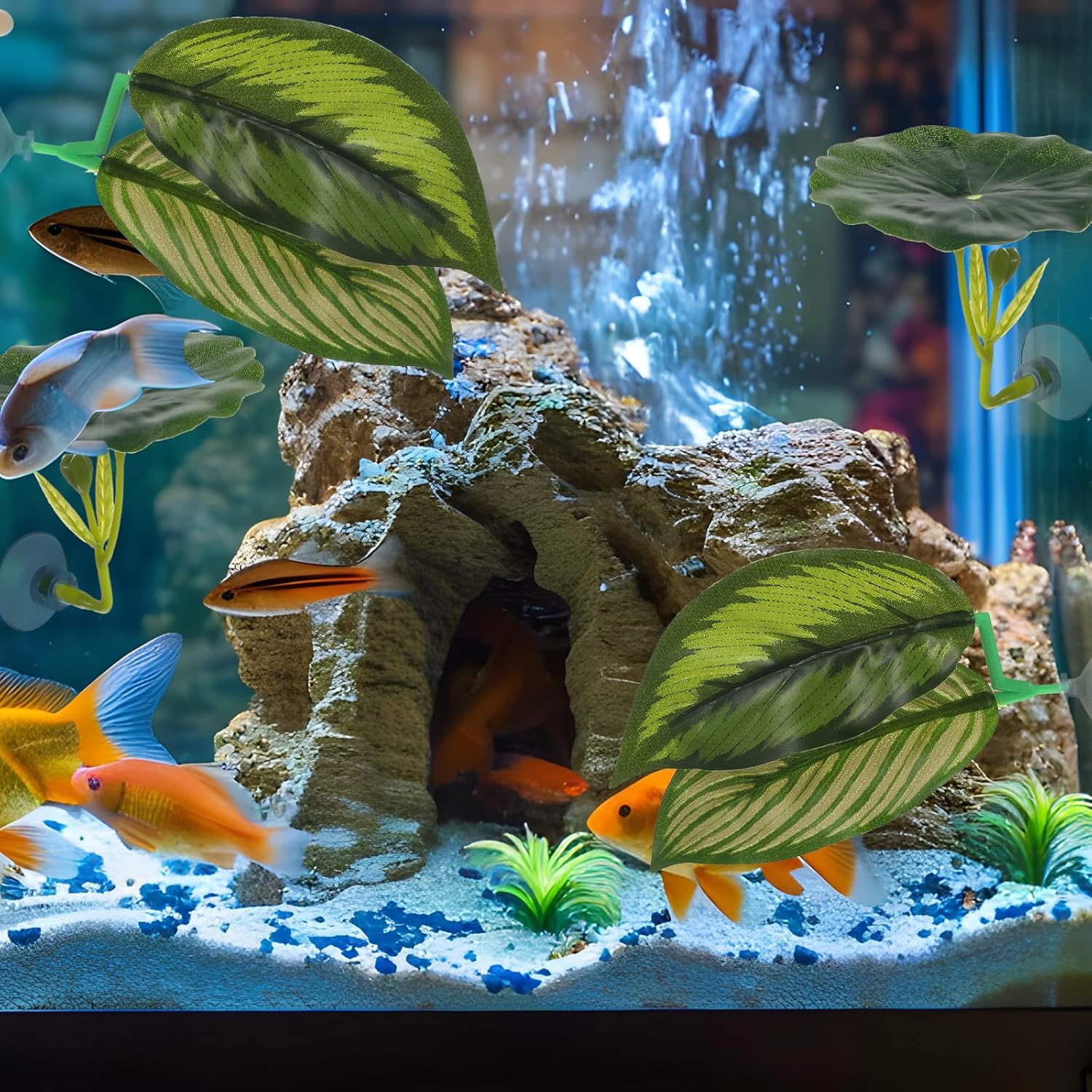 4 Pcs Betta Leaf Hammock Betta Fish Tank Decor Plastic Plants Practical Resting Spot Fish Leaf Pad Aquarium Decor for Sleeping Hiding Playing Breeding