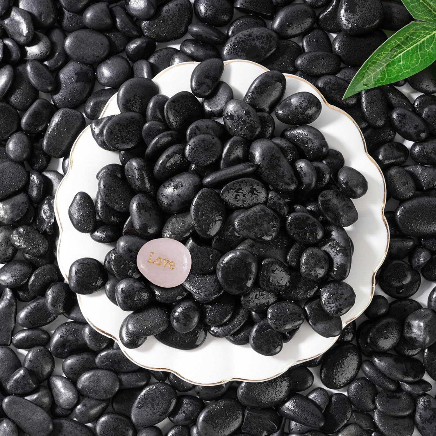 SIDONG 5 LB Black River Rocks, 0.3-0.5 Inches High Polished Pebbles for Indoor Plants, Aquarium Rocks Used in Fish Tank, Decorative Stones for Plants, Vases, Home Décor, Crafting, Garden Landscaping