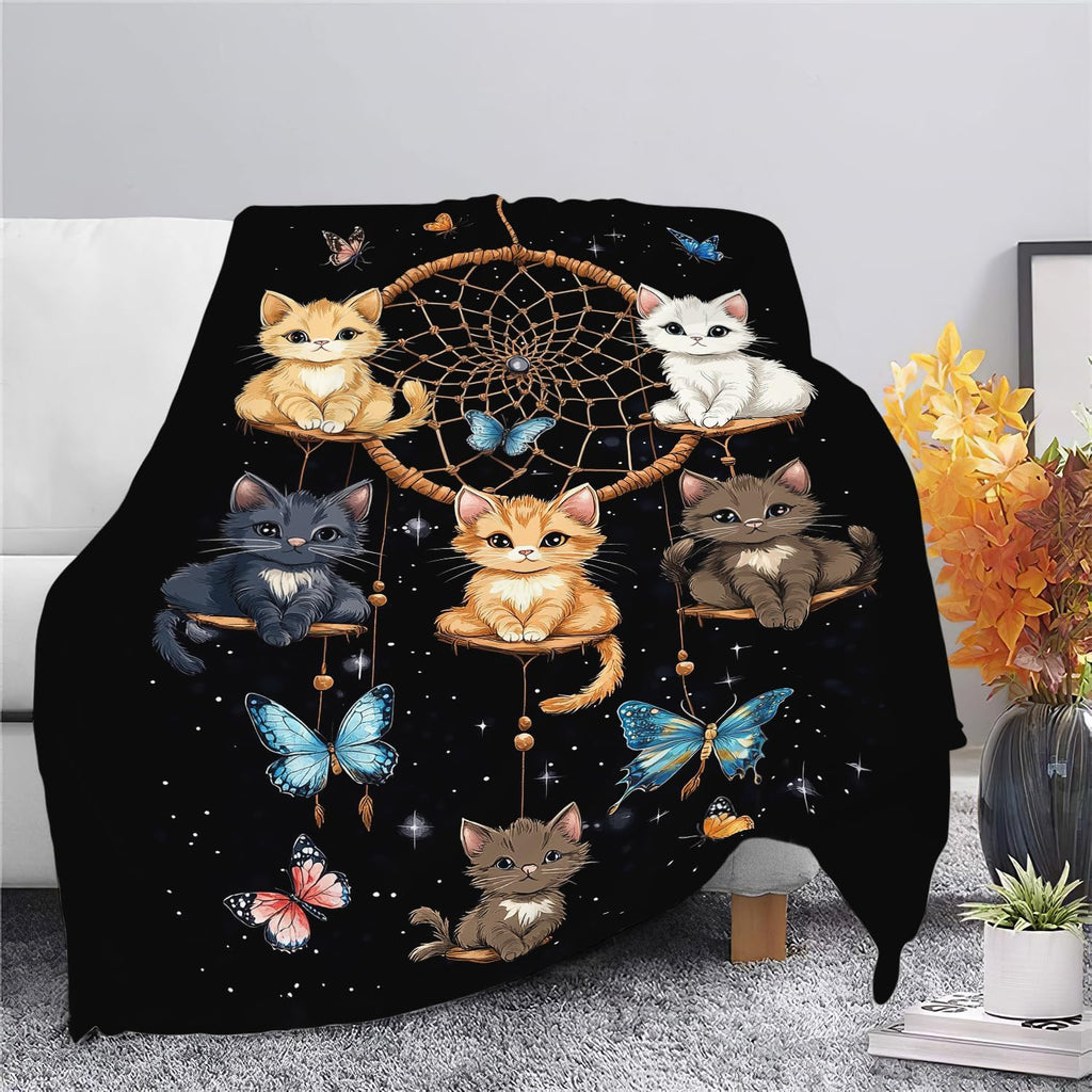 Cat Blanket Cute Cartoon Cat Throw Blanket Gifts for Girls Women Adults Men Kids Boys Super Soft Cozy Plush Fluffy Fuzzy Fleece Blanket Home Decor 50''X60''