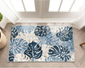 Wonnitar Leaf 2x3 Kitchen Rug, Small Bathroom Blue Rug, Washable Bedside Accent Mat, Monstera Plant Coastal Non-Shedding Soft Entryway Floor Carpet for Laundry Room Entrance Bath