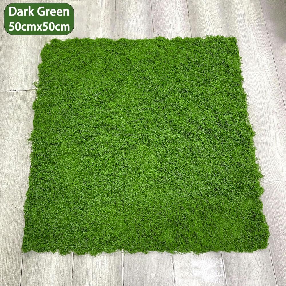 Artificial Green Moss Mat for Decoration Carpet Grass Wall, Natural Preserved Moss Mat, Green Moss Sheets for Crafts Woodland Decor Garden Party Decorations Wall Art DIY Project (19.68*19.68 inch)