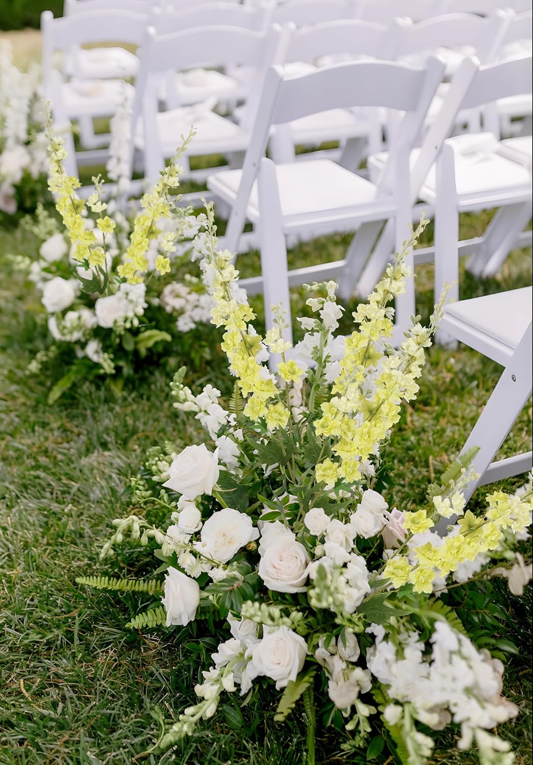 IPOPU 9Pcs Artificial Delphinium Flowers Combo Clematis Greenery Stems, 33.5" Long Stem Larkspur for Wedding Centerpieces, Bridal Bouquet, Home Party Table Decor (Light Green)