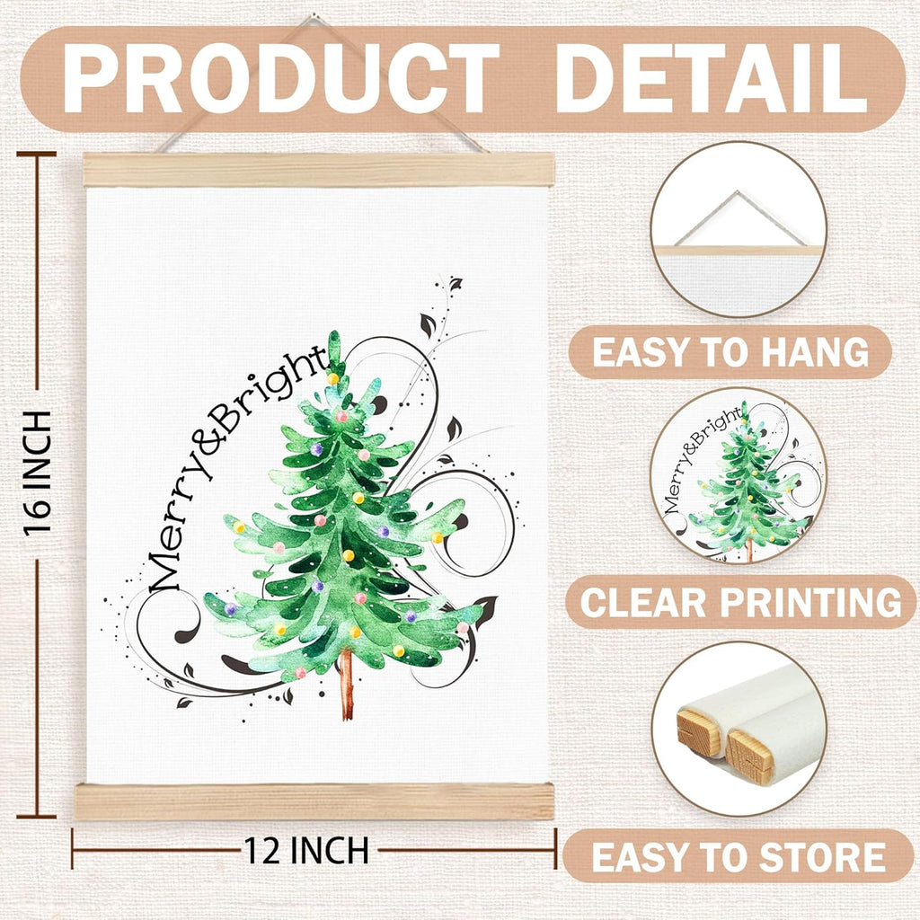 FDHSPAAM Christmas Tree Wall Art Decor, Cute Christmas Decor, Winter Holiday Flourish Xmas Tree Wall Art Posters for Home Bedroom Living Room, 12x16 Inch