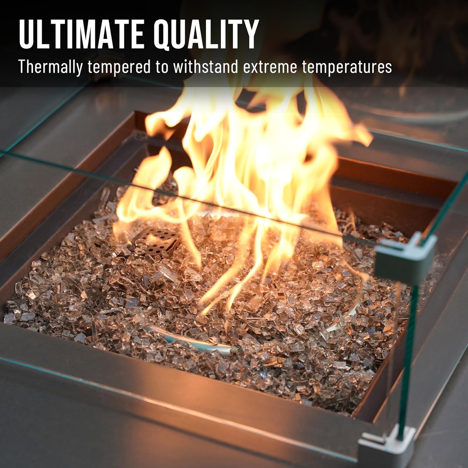 Skyflame High Luster 10-Pound Regular Fire Glass for Fire Pit Fireplace Garden Landscaping Bronze 1/4" Size