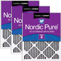 Nordic Pure 20x25x1 (19 1/2 x 24 1/2 x 3/4) Furnace Air Filters MERV 8 Pleated Plus Carbon 3 Pack