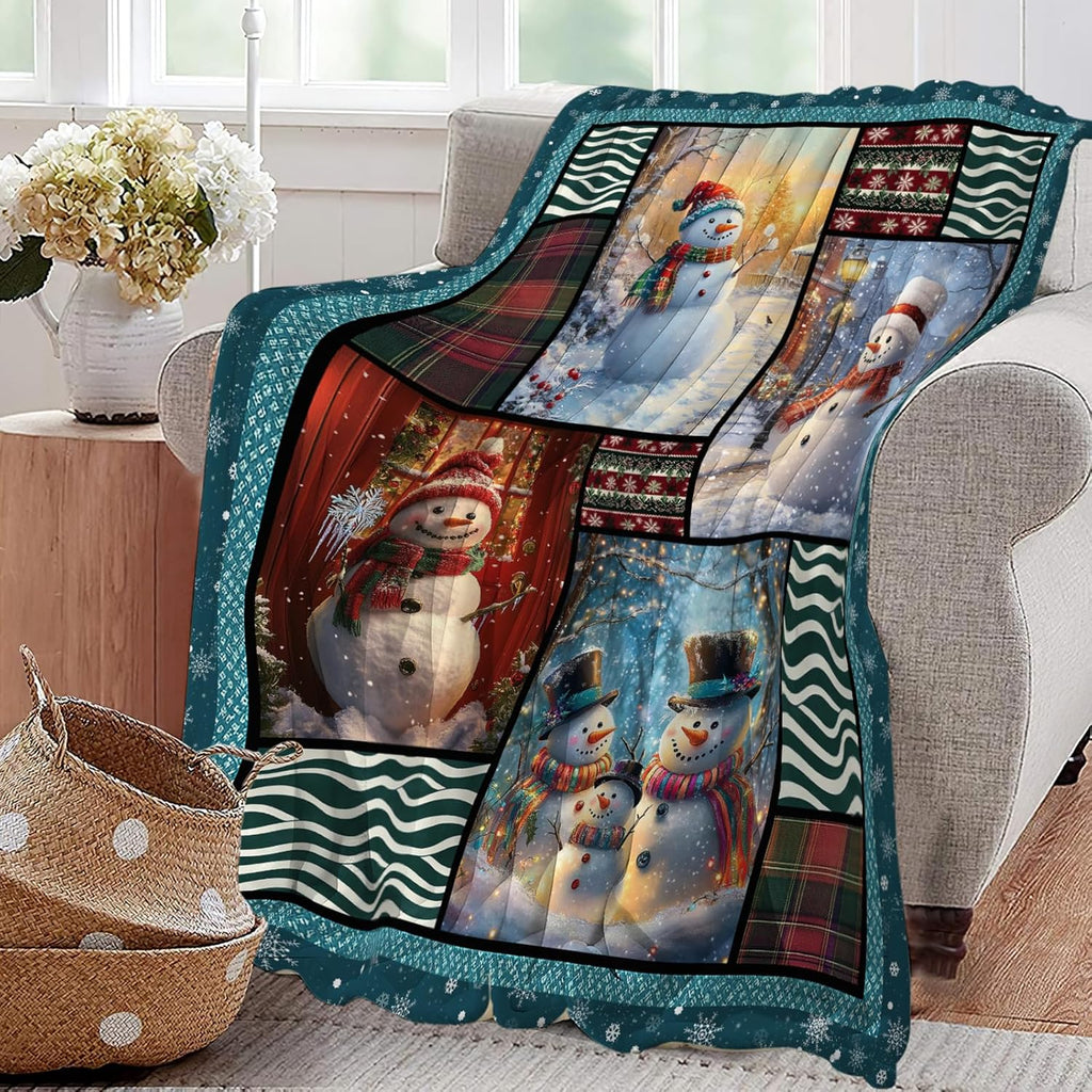 Snowmen Blanket Christmas Winter Snowmen Lover Throw Blankets Gifts for Girls Boys Kids Soft Cozy Fleece Plush for Couch Sofa Bed 80"x60"
