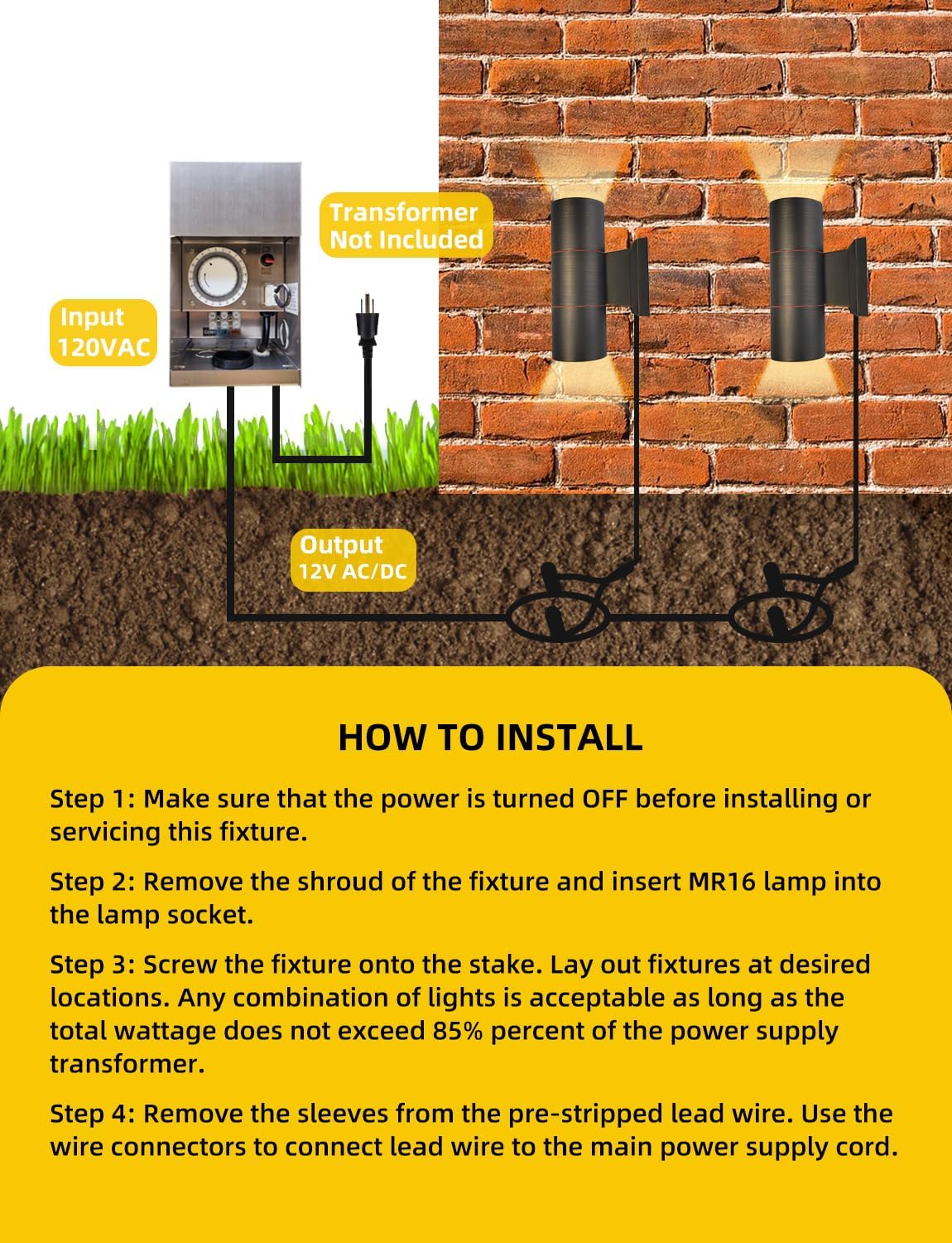 COLOER Brass Outdoor Cylinder Wall Lights(Bronze 6.875" H x 4.25" W) 6 Pack with LED MR16, 12V Low Voltage Porch Light in 2 Lights, 2700K Up Down Lights, Outside Light for House Porch Patio Door