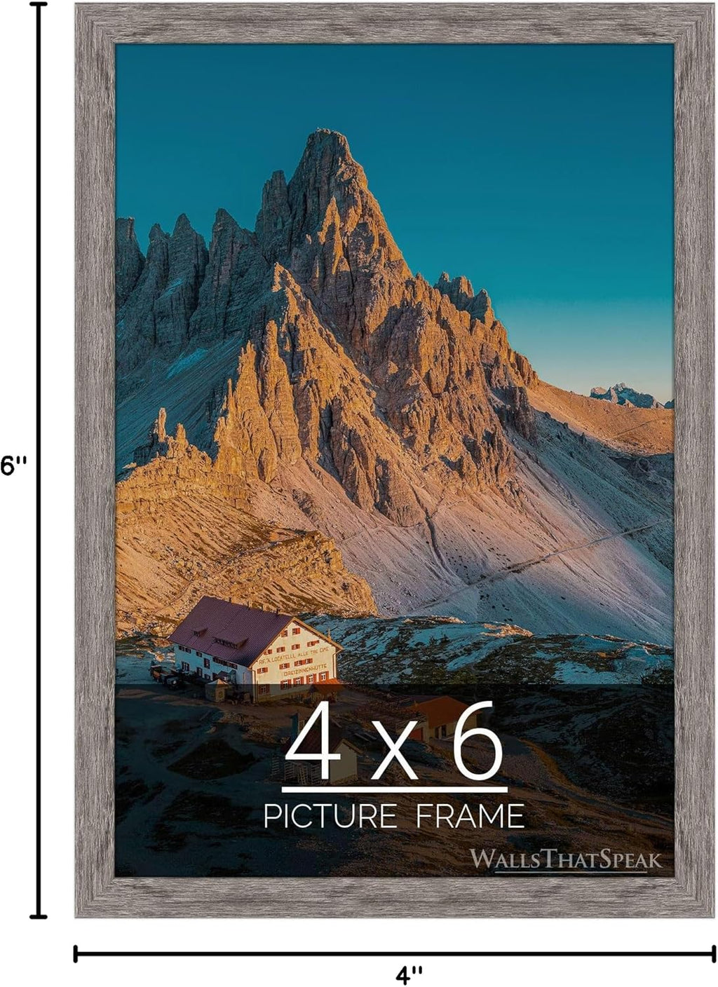 wallsthatspeak 4x6 Gray Barnwood Picture Frame for Puzzles Posters Photos or Artwork