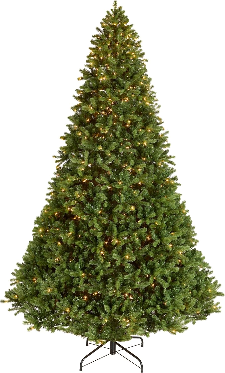 National Tree Company Pre-Lit 'Feel Real' Artificial Giant Full Downswept Christmas Tree, Green, Douglas Fir, White Lights, Includes Stand, 12 feet