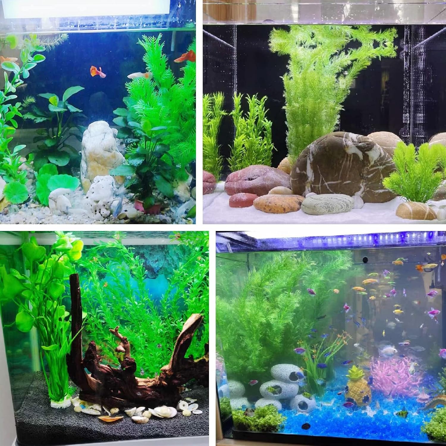 Tfwadmx Plastic Fish Tank Plants Decoration Artificial Seaweed Ornament for Fish Tank Decor Plastic Plant for Betta Shrimp 2 Pcs About 13 inch