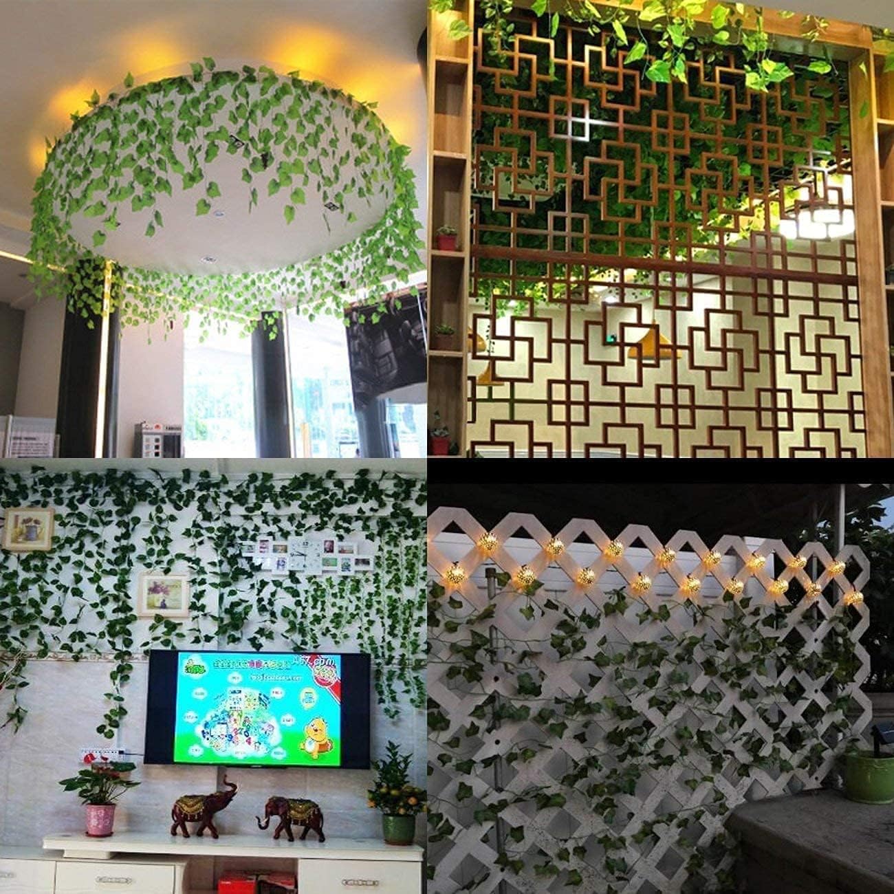 4 Pack 26.24 Feet Artificial Ivy Garland Greenery Garlands Hanging Plant Vine,Fake Ivy Leaves Fake Vines Artificial Ivy, Fake Foliage Flowers for Wedding Wall Decor, Party Room Decor,Green