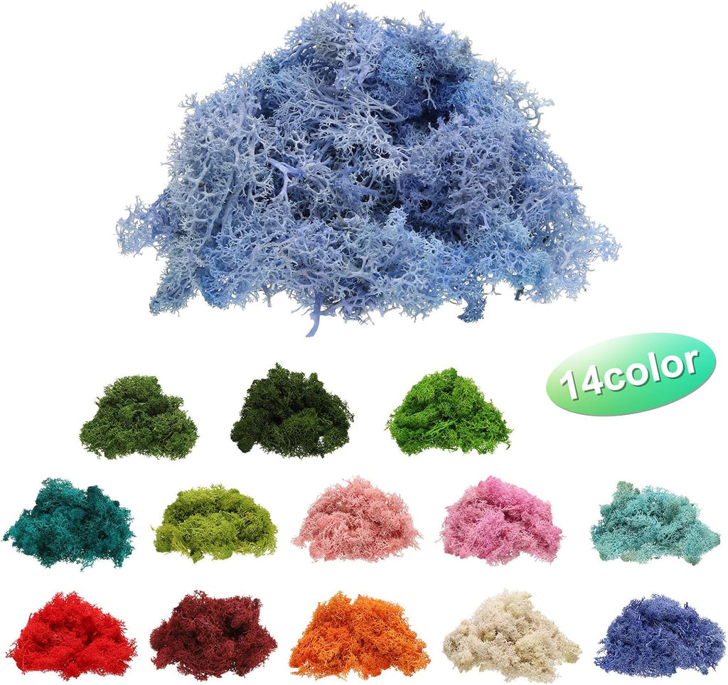 uxcell Preserved Reindeer Moss, 4 OZ Fake Moss for Crafts Artificial Dried Moss for Decoration, Craft, Terrariums, Potted Plants, Centerpieces Fairy Gardens (Sky Blue)