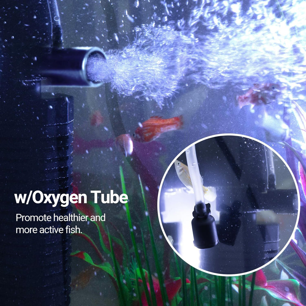 18W Aquarium Internal Filter for 55-120 Gallon Tanks, Power Biochemical Sponge Fish Turtle Tank Filter with Aeration System, Silent Submersible Filters, 264 GPH