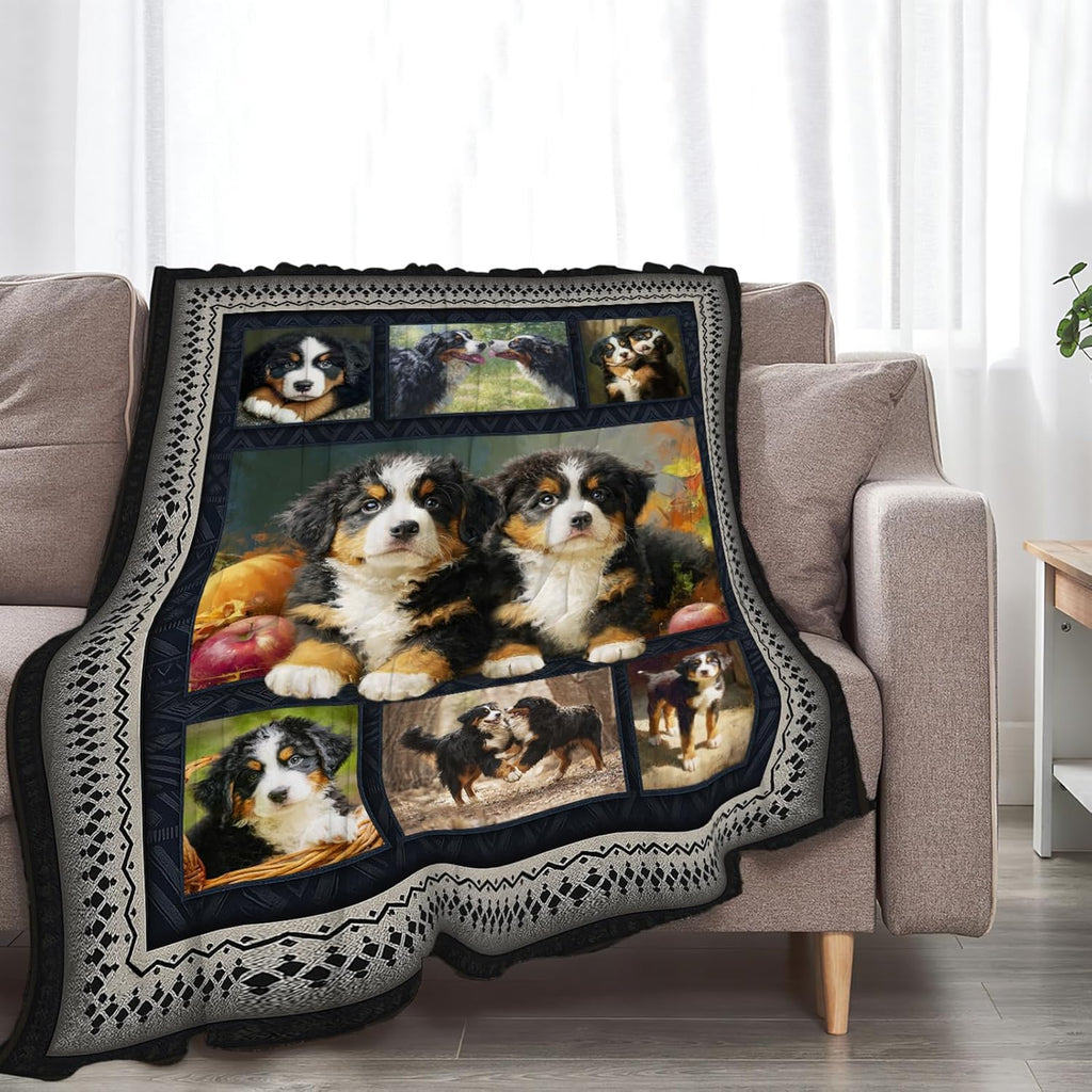 Bernese Mountain Dog Blanket Cute Dogs Animal Throw Blankets Gifts for Girls Boys Kids Dog Lover Soft Cozy Fleece Plush for Couch Sofa Bed 50"x40"