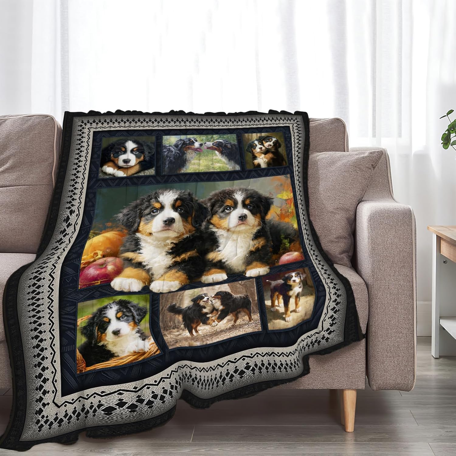 Bernese Mountain Dog Blanket Cute Dogs Animal Throw Blankets Gifts for Girls Boys Kids Dog Lover Soft Cozy Fleece Plush for Couch Sofa Bed 80"x60"
