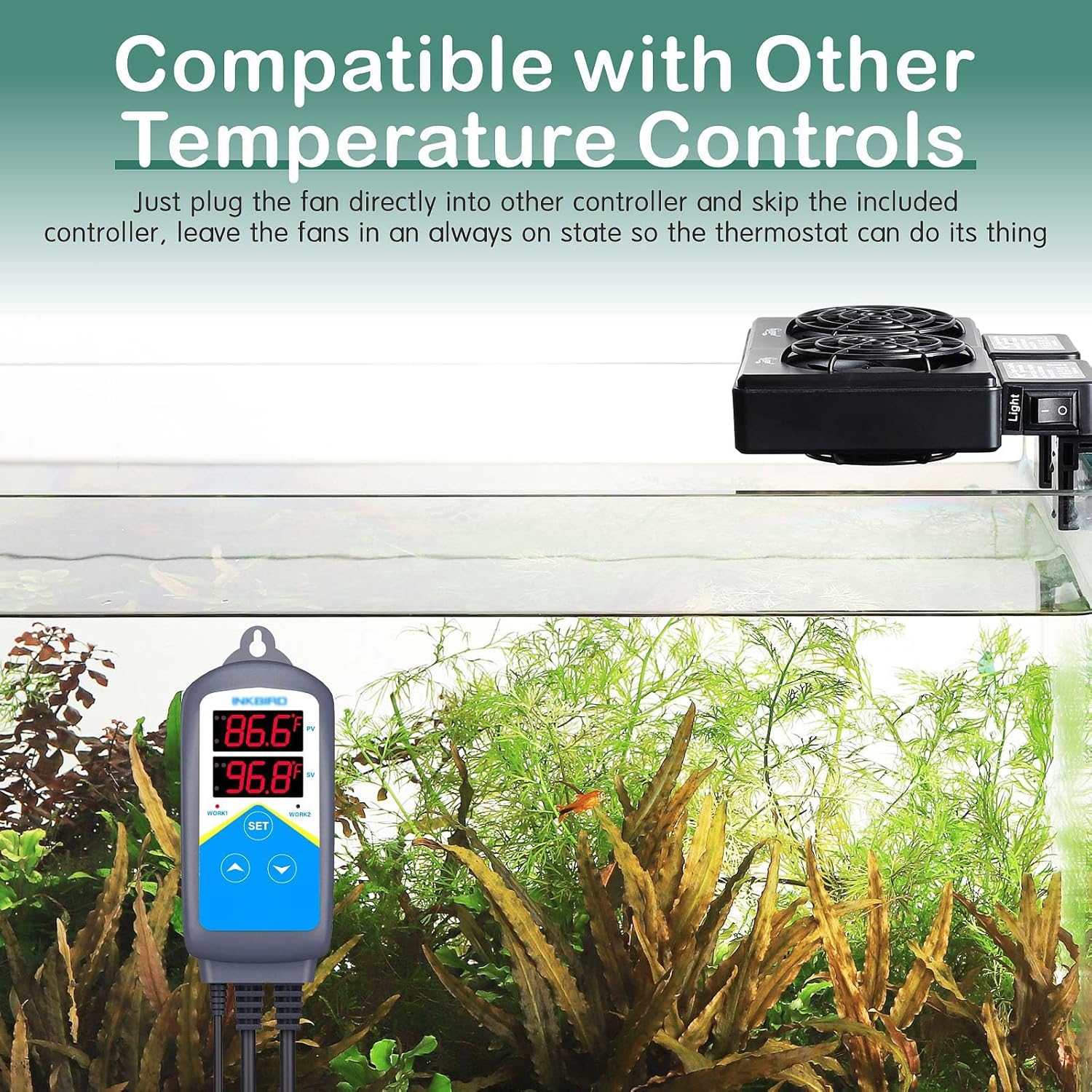 hygger Adjustable Speed Aquarium Cooling Fan, Quiet Fish Tank Cooler with Timer Water Chiller for Axolotl Tank Accessories 3 Fans