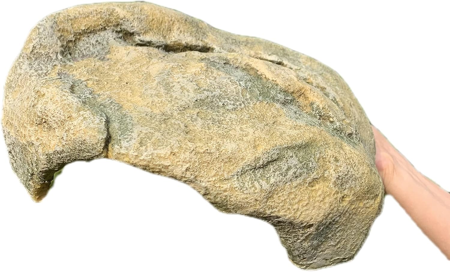 Extra Large Reptile Hide - Resin Snake Caves for Ball Pythons, Simulation Rock Hideout for Habitat, Lizard, Leopard Gecko, Bearded Dragon - Yellowish-Brown
