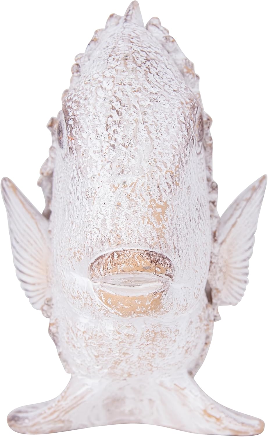 Coral Reef Fish Figurine Coastal Home Decor – Ocean Themed White Accent for Shelf, Countertop & Centerpiece – 12 1/2 Inch Polystone Sculpture