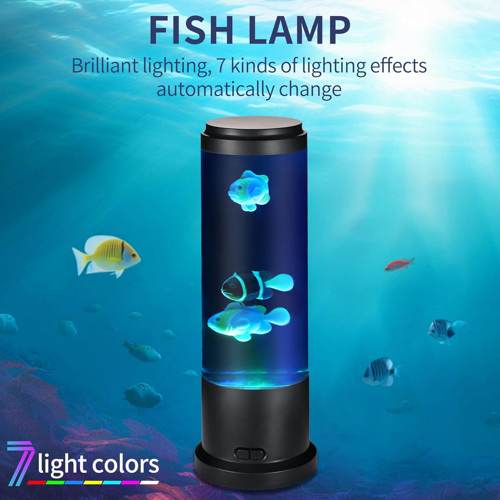 EDIER Fish Lamp with Moving Fish, 11-inch Fake Aquarium Tank Auto-Color Changing, USB Sensory Liquid Motion Lamp for Kids & Autism Stress Relief