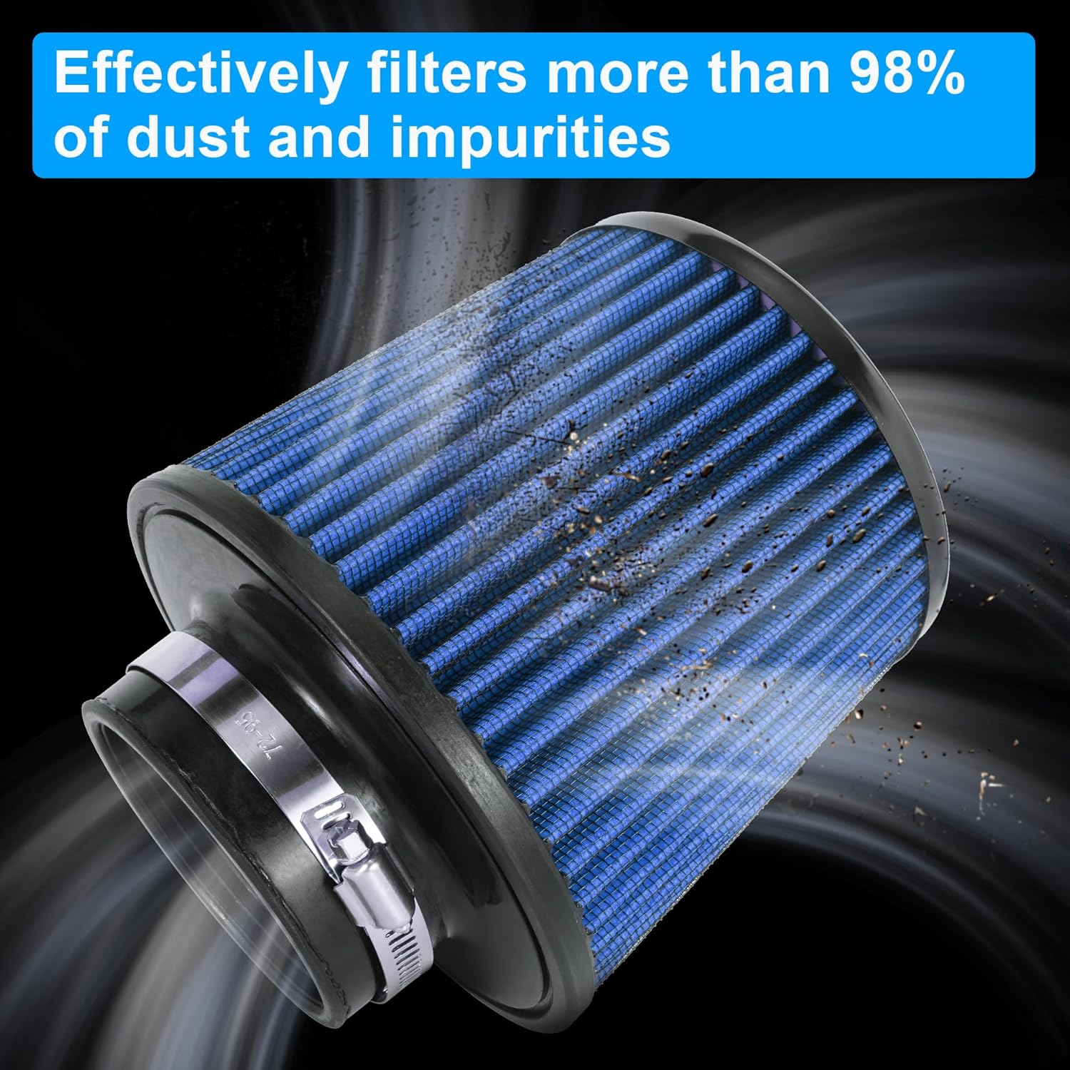 Cold Air Intake Filter High Performance Washable Filter Clamp-On Replacement Air Filter Flange Diameter 3inch/76mm Blue