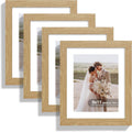 9x11 Picture Frame Set of 4, Made of Real Glass and Natural Oak Frame - Display Picture 7x9 with Mat or 9x11 Without Mat, 9 by 11 Photo for Wall or Tabletop