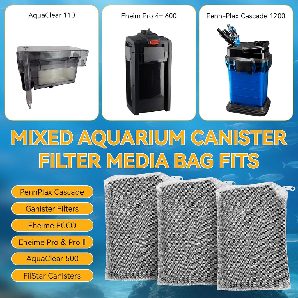 3 Pack 8 Oz Pro-C Mixed Aquarium Canister Filter Media Bag (Activated Carbon + Zeolite) for Penn-Plax Cascade Filter Parts, Also fits Eheim ECCO, Eheim Pro/Pro II, AquaClear 500 and FilStar Canisters