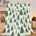 Pines Tree Pattern Throw Blanket Watercolor Green Throw Blankets Gifts for Couch Sofa Bed Stuff Cozy Plush Warm Flannel for Lover Men Women 50"x60"