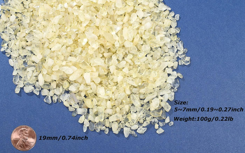 LAIDANLA Crushed Stone Crystal Chips Citrine Bulk Natural Gemstones Healing Reiki Crystals Mini Quartz Vase Filler Aquarium Gravel 100g