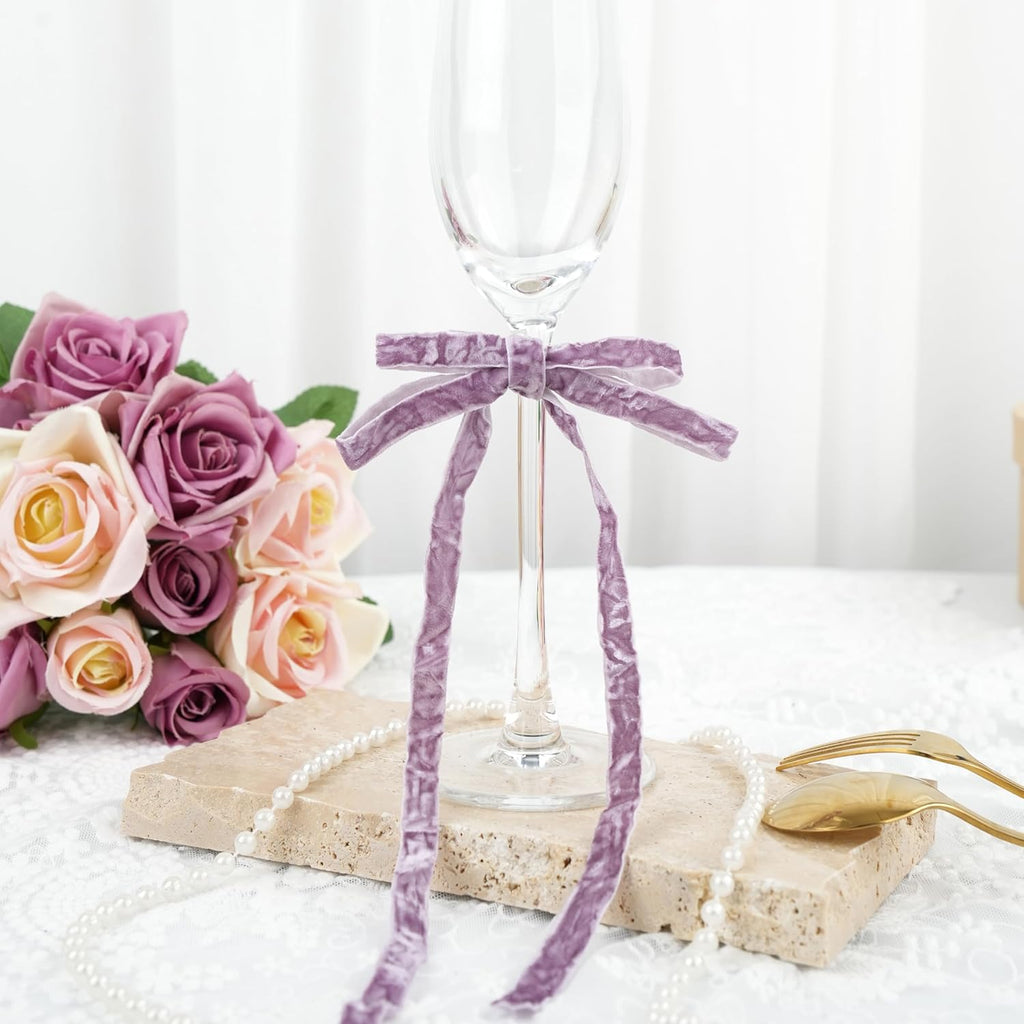 MAYREEL 3/8 Inch Dusty Purple Crushed Velvet Ribbon Lilac Vintage for Flower Bouquet Gift Wrapping Wedding Invitations Crafts Christmas Decorations Party 25 Yards