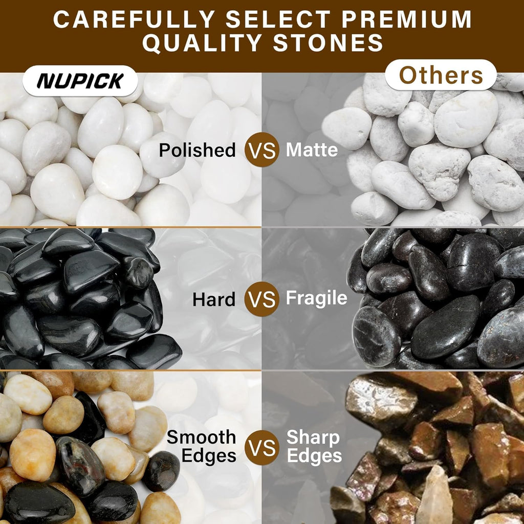 NUPICK 3lb River Rocks for Plants Indoor, 2-3Inch Mixed Pebbles for Vases Fillers, Decorative Gravel for Fish Tank, Natural Polished Stones for Succulent, Bonsai, Landscaping, Bird Baths