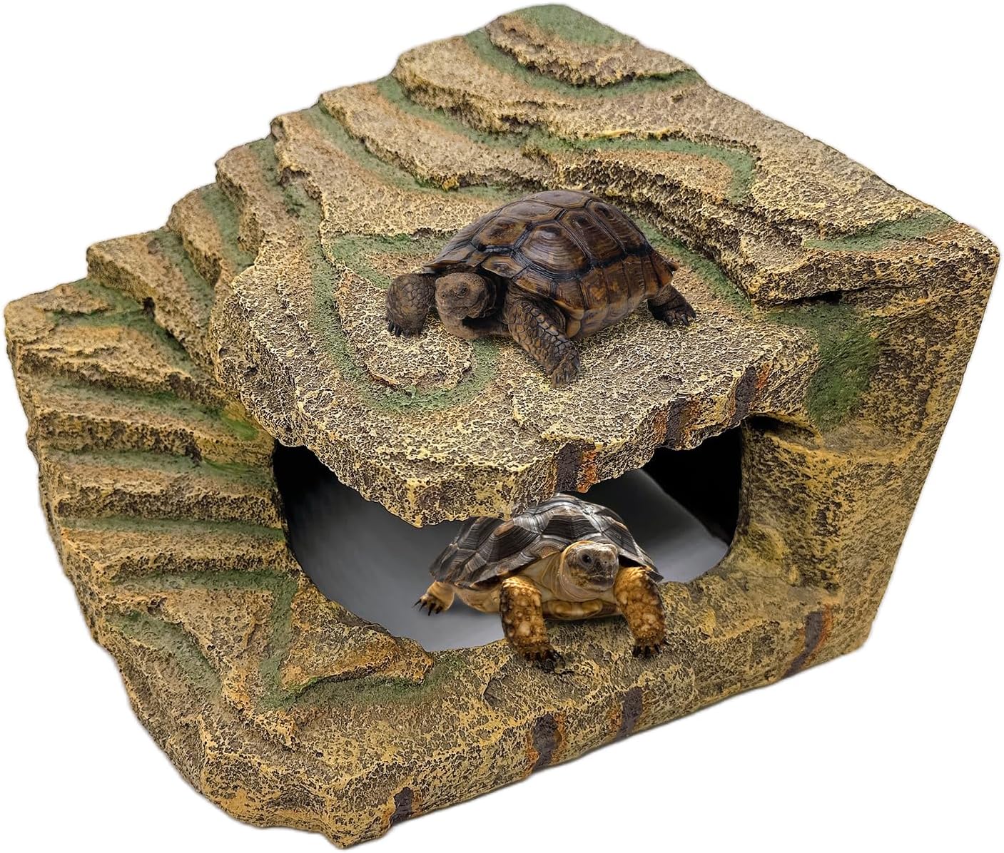 kathson Turtles Basking Platform, Reptile Cave Hideout,Tortoise Resting Terrace with Climbing Ramp,Turtle Resin Dock Tank Accessories Decor for Amphibians, Lizard, Gecko, Frog, Salamander,Extra Large
