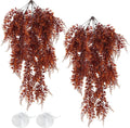 Hamiledyi Reptile Plants 2 Pcs Hanging Terrarium Plants Fake Plant Reptile Tank Accessories for Leopard Gecko Bearded Dragon, Snake, Lizard Habitat (Red)