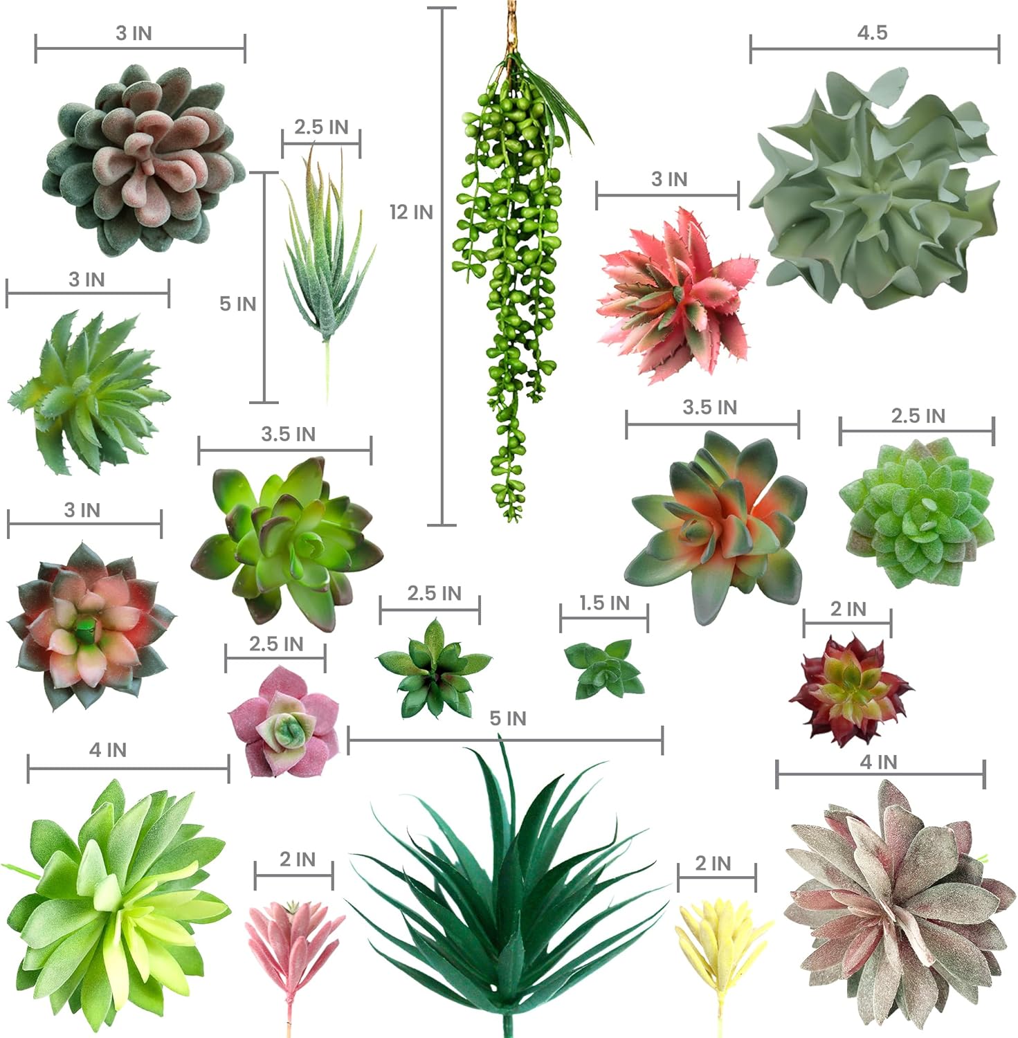 DECOROUS Fake Succulents Unpotted - 20 Pack - Realistic Succulent Plants Artificial - Large Faux Succulent Bulk DIY Home Decor - Fake Plant Cactus Greenery - Premium Mini Artificial Succulent Flowers