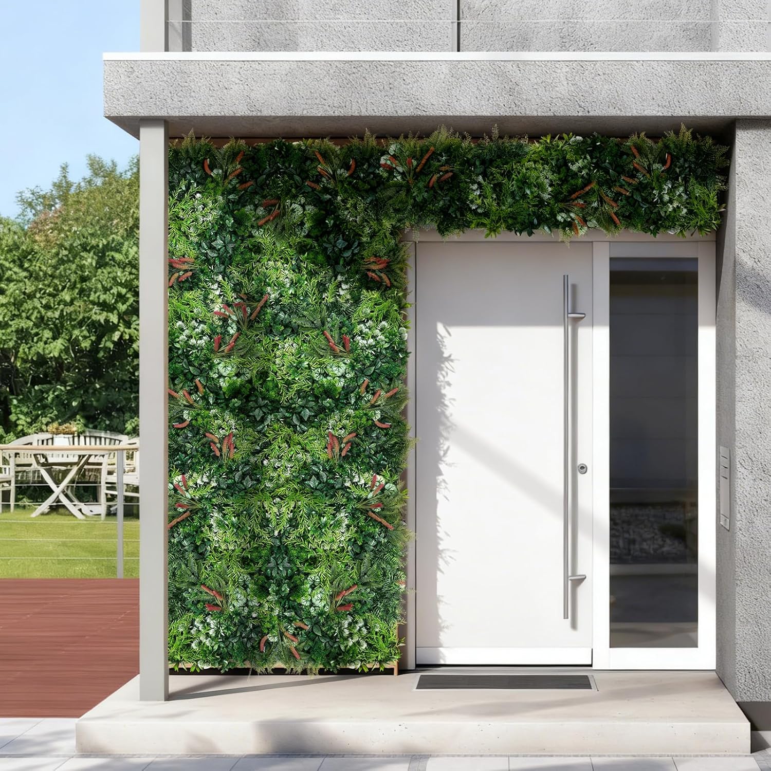 8PCS Grass Wall Panels, 20"x20" Artificial Ivy Greenery Wall Backdrop, UV-Anti Faux Boxwood Grass Panels Green Wall Decor for Garden Patio Balcony