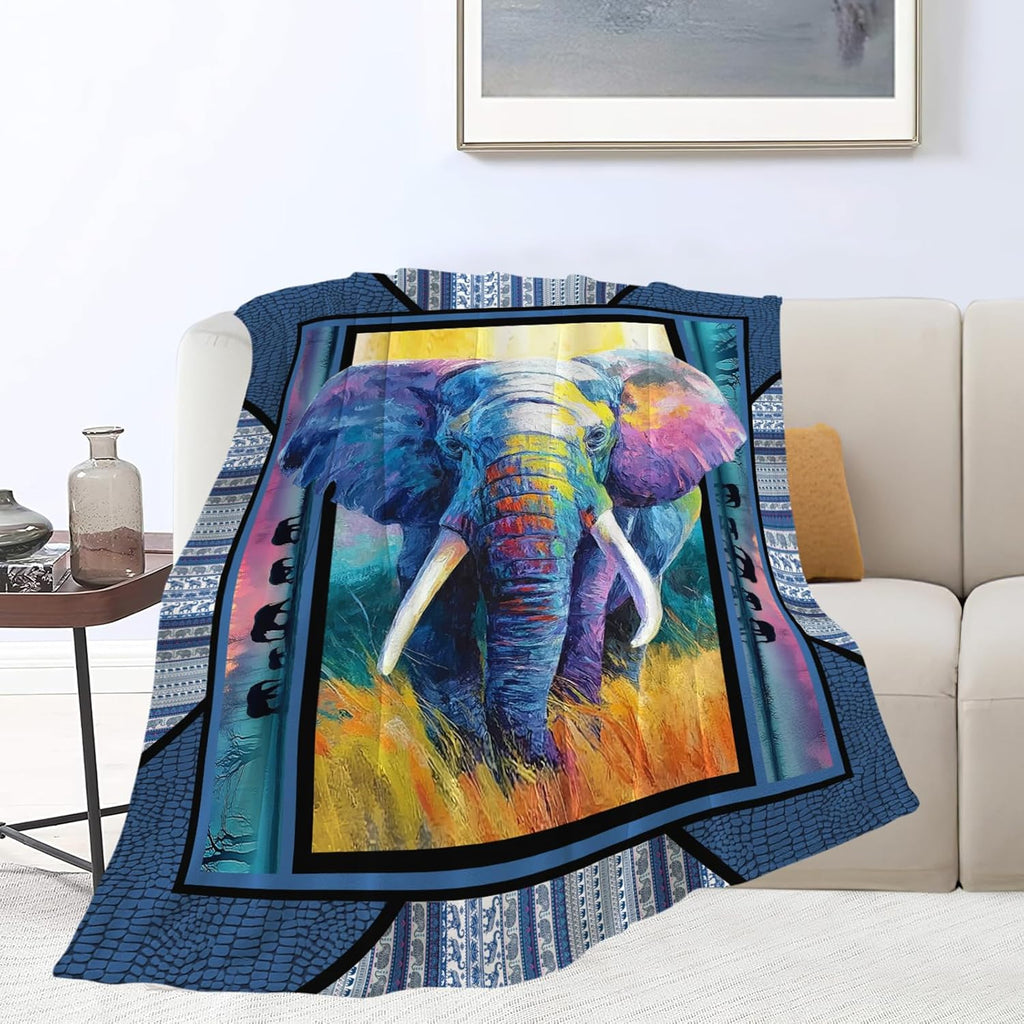 Elephant Throw Blanket Elephant Stuff Gifts for Kids Girls Boys Adults Women Men Soft Cozy Warm Plush Fluffy Fuzzy Fleece Blanket Decor 40''X50''