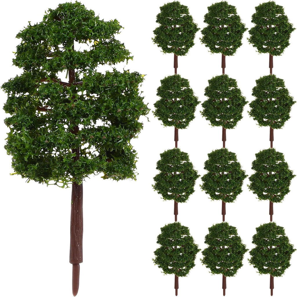 20pcs Mini Model Trees for Crafts, Green Plastic Trees Handmade Scenery Landscape for Architectural DIY Crafts